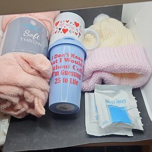 Warm and Cozy Bundle Gift Set Pink Soft Throw Blanket, Mug, Hot C…